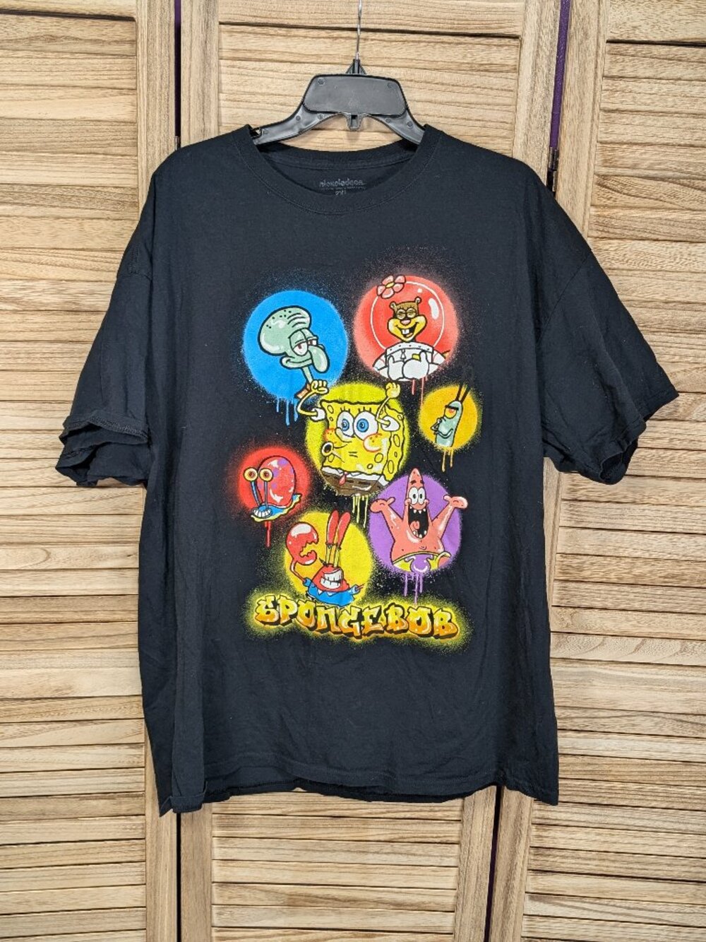 Nickelodeon Sponge Bob Graphic Black Men's T‑Shirt Size 2XL